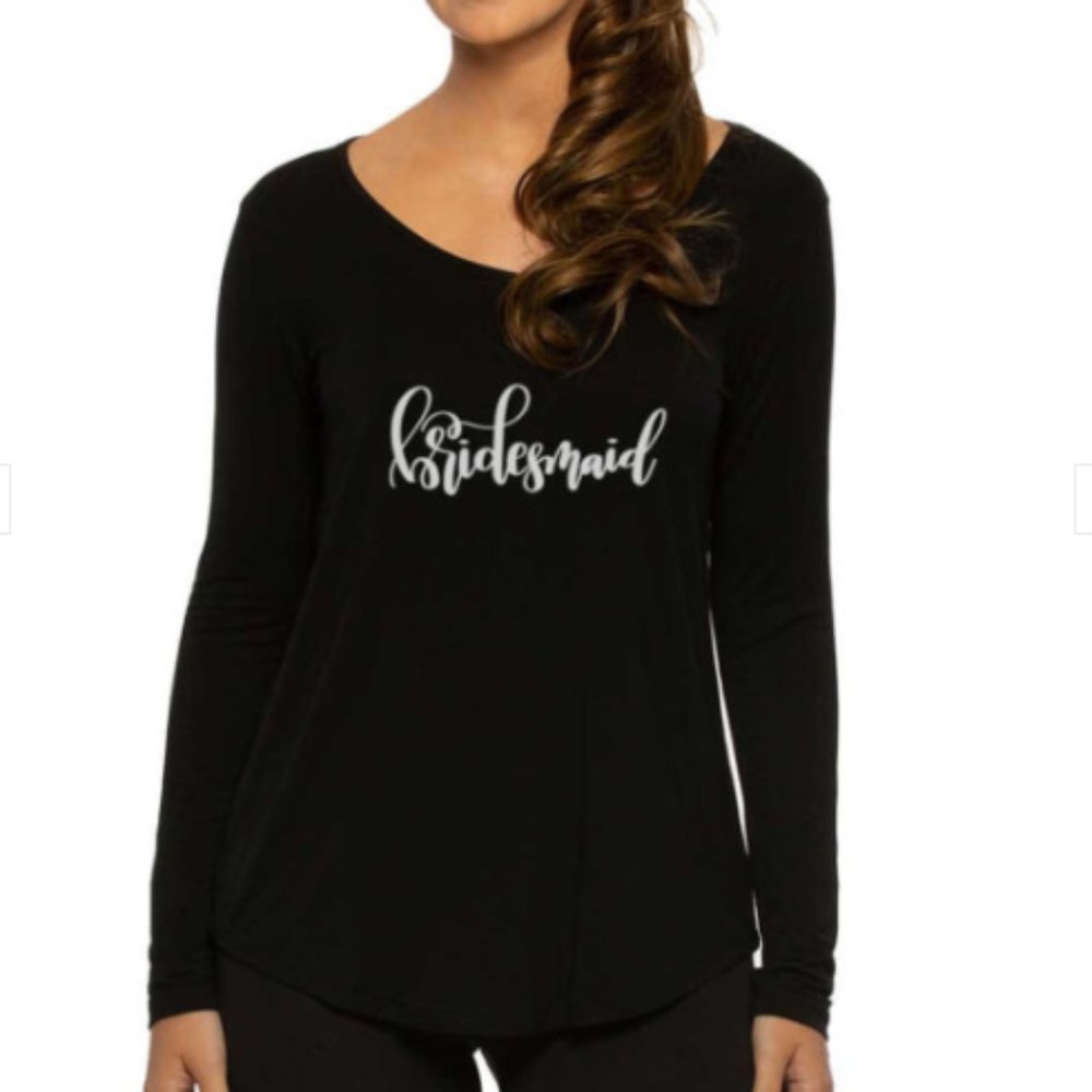 Bridesmaid Long Sleeve Tee in Black